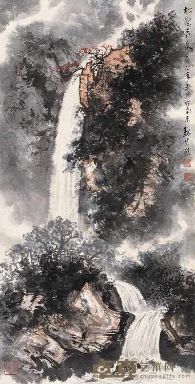 魏紫熙 1981年作 松壑飞泉图 轴 89×45cm
